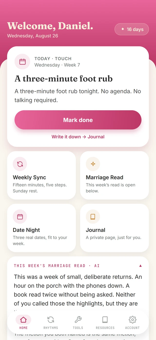 Daily Us on iPhone — one practice a day for your marriage